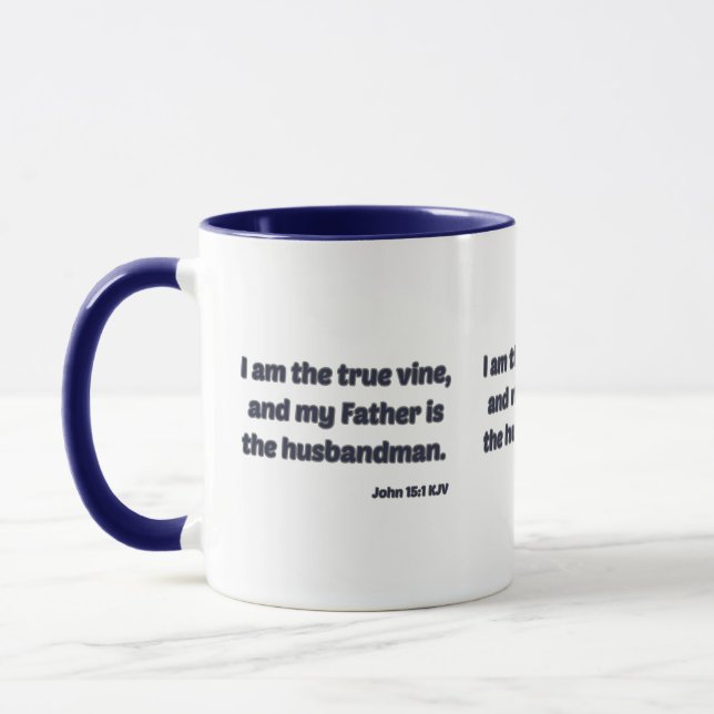 John 15:1 KJV Bible Verse Two-Tone Mugg (Vänster)