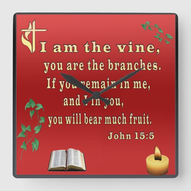 John 15:5  fyrkantig klocka (Framsida)