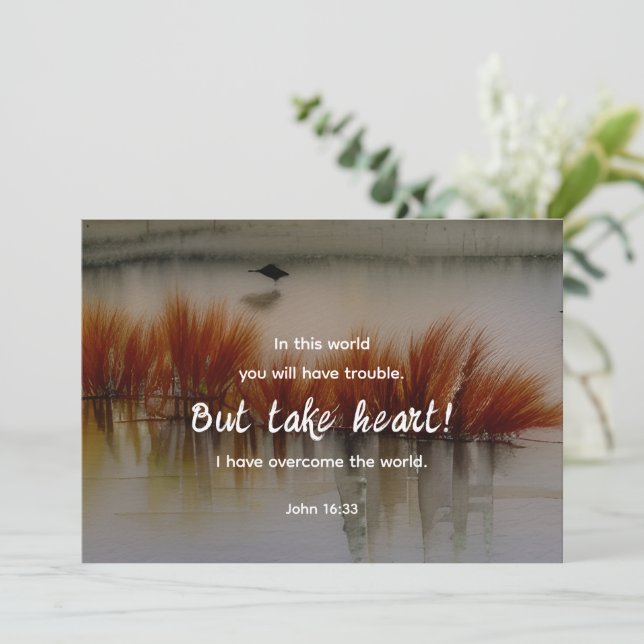 John 16:33 Jag har ett överkomligt bibelkort. (Stående Fram)