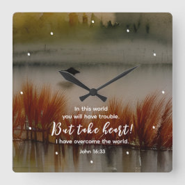John 16:33 Jag har Overcome Bible Verse Christian Fyrkantig Klocka