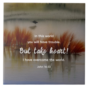 John 16:33 Jag har Overcome Bible Verse Christian Kakelplatta