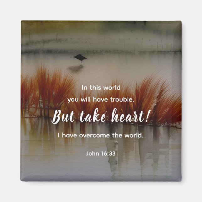 John 16:33 Jag har Overcome Bible Verse Christian Magnet (Framsidan)
