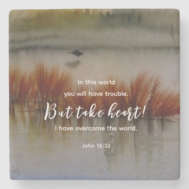 John 16:33 Jag har Overcome Bible Verse Christian Stenunderlägg (Framsidan)