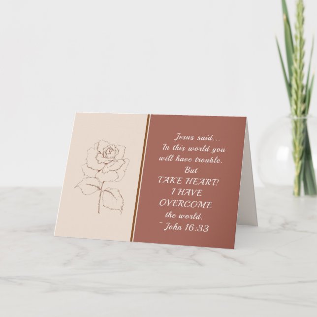 John 16:33 Ta hjärtat! Jag har kommit över världen Kort (Framsida)