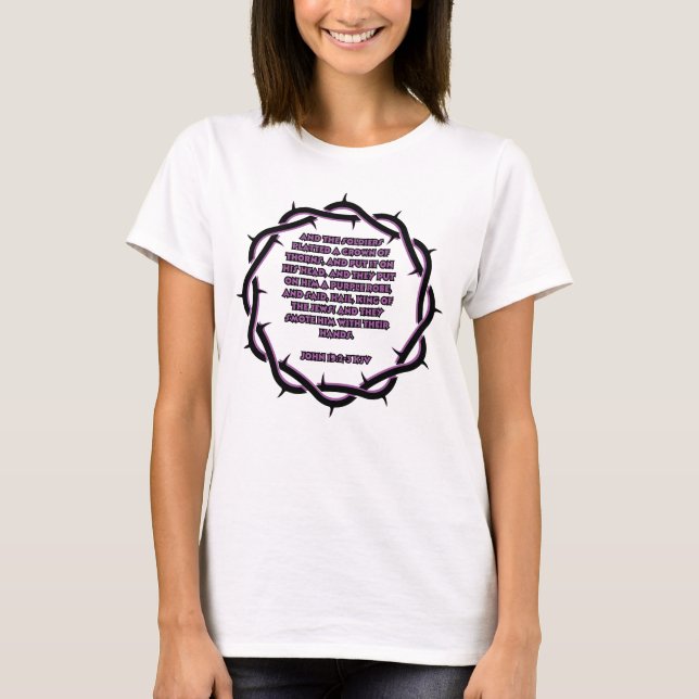 John 19:2-3 KJV Bible Verse Scripture Womans's T Shirt (Framsida)