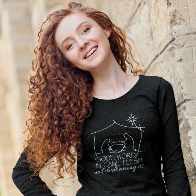 John 1:14 Christian Ntivity Scripture Långärmad T Shirt (Skapare uppladdad)