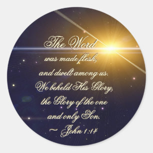John 1:14 Ord blev Flesh, Bible Verse Runt Klistermärke