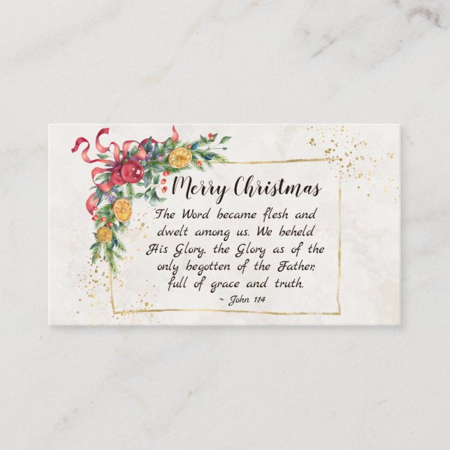 John 1:14 Ord blev Flesh, jul Visitkort (Framsida)