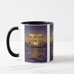 John 1:17 KJV Bible Verse Pic Two-Tone Mugg
