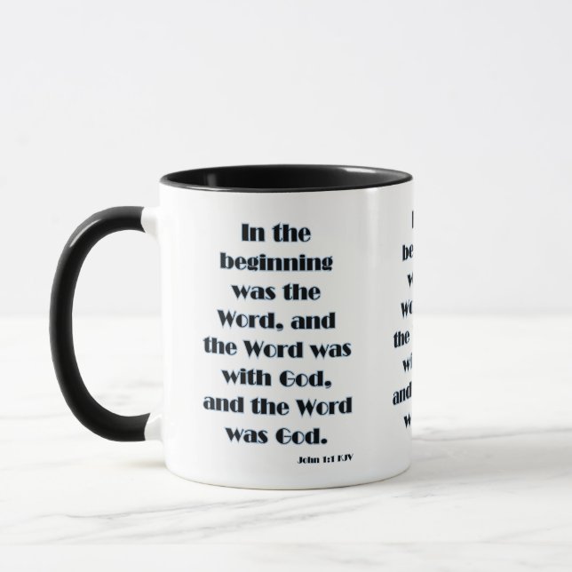 John 1:1 KJV Bible Verse Two-Tone Mugg (Vänster)