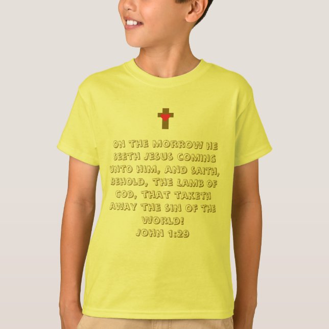 John 1:29 Kristet bibelvers T-Shirt  (Framsida)