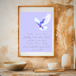 John 1:32 Fallande Dove Lila Christian Poster