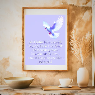 John 1:32 Fallande Dove Lila Christian Poster