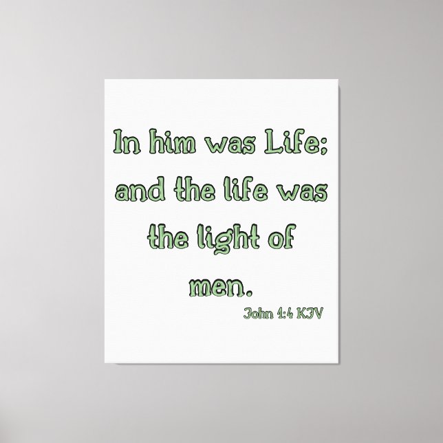 John 1:4 Bible Verse KJV Wall Art Canvastryck (Framsida)