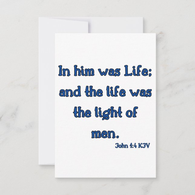 John 1:4 KJV Bible Verse Flat Greeting Card Kort (Framsida)