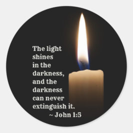 John 1:5 The Light Shines in Mörkret Runt Klistermärke