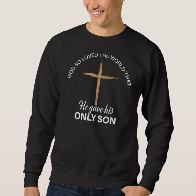 John 316 Bible Verse Gud så älskade världen Lång Ärmad Tröja (Framsida)