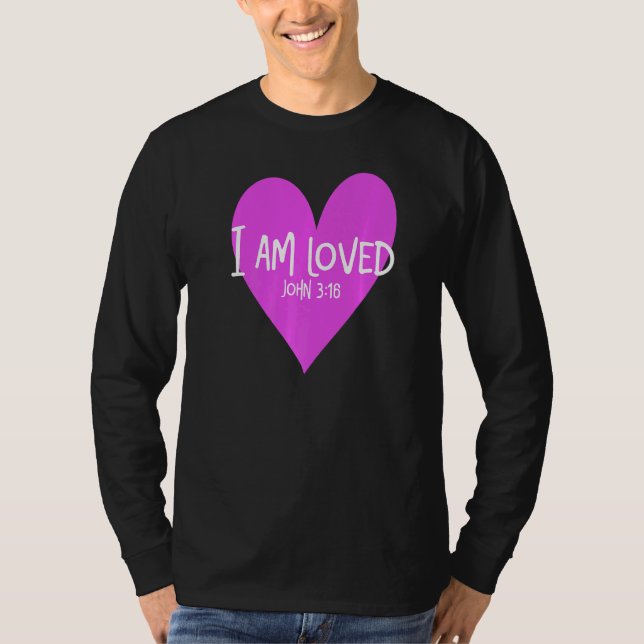 John 316 jag är älskad hjärta t shirt (Framsida)