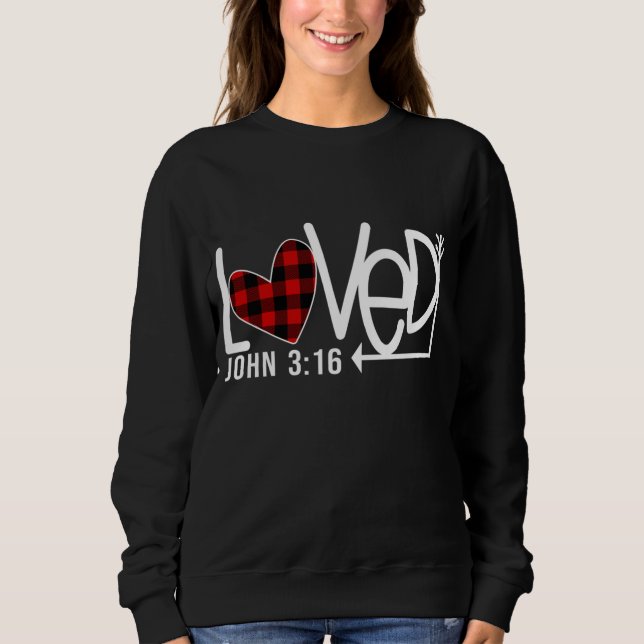 John 316 Red Buffalo Play Heart Christian V T Shirt (Framsida)