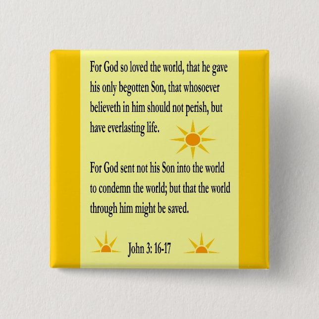 John 3:16 - 17 knäppas knapp (Framsida)