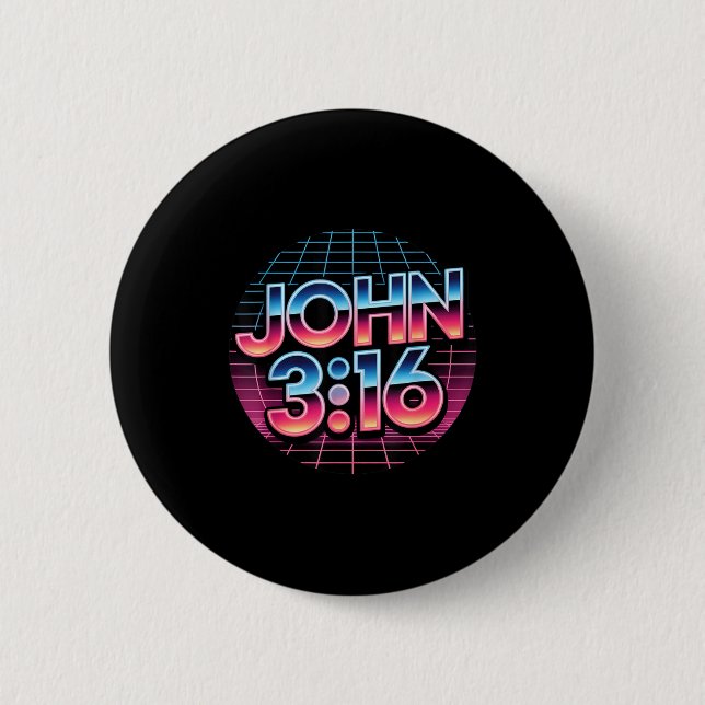John 3_16 80-tals Retro Kristet Tro Design  Knapp (Framsida)