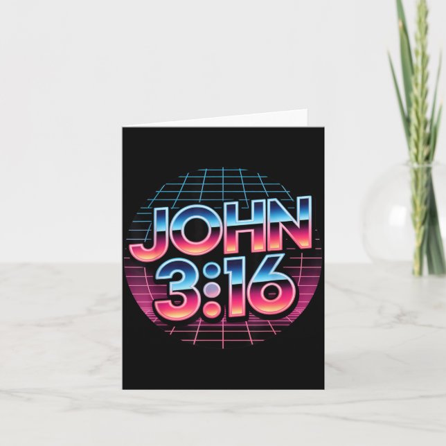 John 3_16 80-tals Retro Kristet Tro Design  Kort (Framsida)