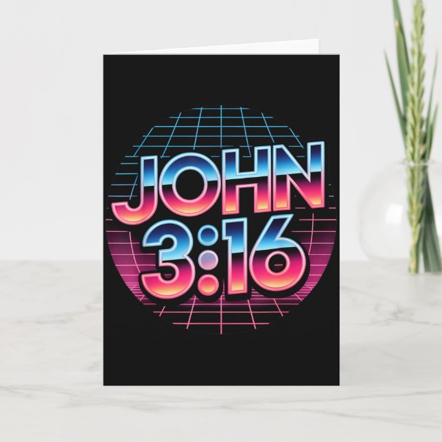 John 3_16 80-tals Retro Kristet Tro Design  Kort (Framsida)