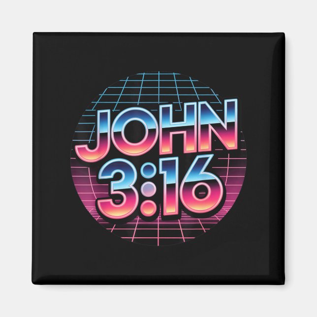John 3_16 80s Retro Christian Faith Design  Magnet (Framsidan)