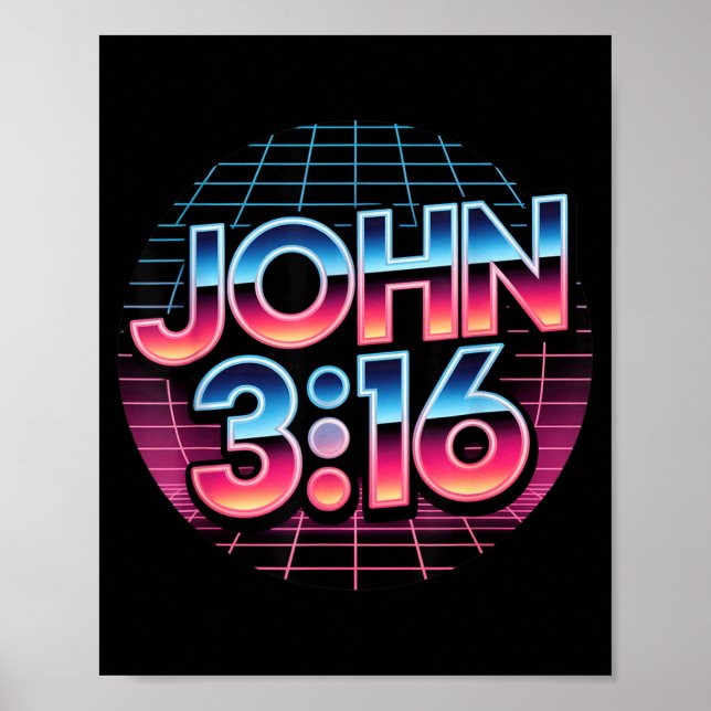 John 3_16 80s Retro Christian Faith Design  Poster (Framsidan)