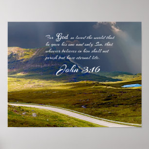 John 3:16 #9 NIV - Scripture Christian Wall Art Poster