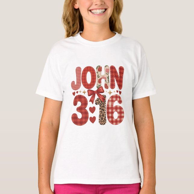John 3:16 Alla hjärtans dag T-shirt (Framsida)