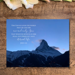 John 3:16 Anpassningsbar Text   Swiss Alpernas Ori Vykort