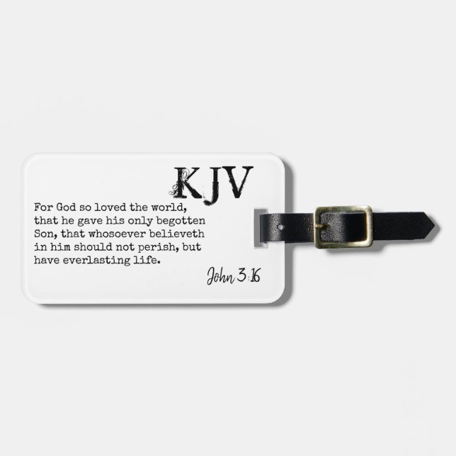 John 3:16 Bibelcitat - Kan anpassas Bagagebricka (Horisontell Framsida)