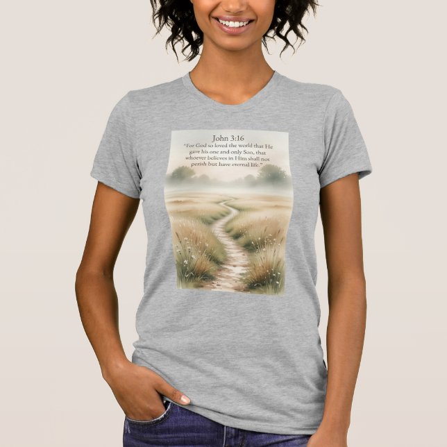 John 3:16 Bibelvers Dam T-shirt (Framsida)