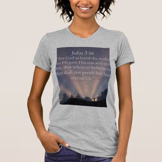 John 3:16 Bibelvers Dam T-shirt (Framsida)