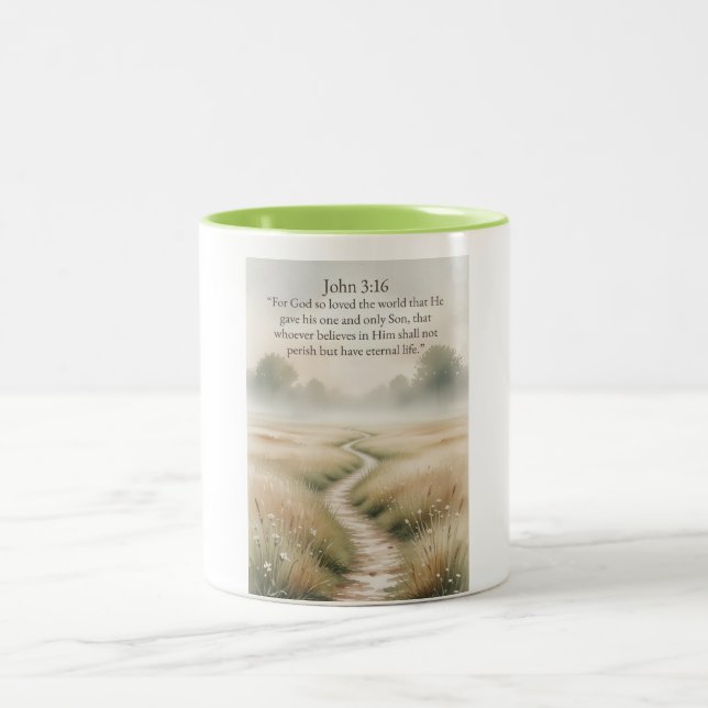 John 3:16 Bibelvers Kaffe Mugg (Center)