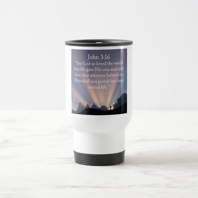 John 3:16 Bibelvers Kaffe Resemugg (Center)
