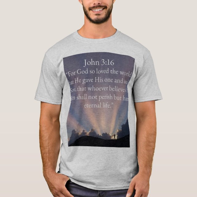 John 3:16 Bibelvers Mans T-Shirt (Framsida)