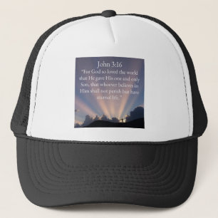John 3:16 Bibelvers Truckerhatt Keps