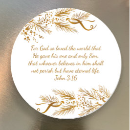 John 3:16 Bible Scripture Elegant Golden jul Runt Klistermärke