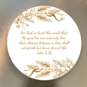 John 3:16 Bible Scripture Elegant Golden jul Runt Klistermärke