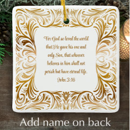 John 3:16 Bible Scripture Personlig jul Julgransprydnad Keramik