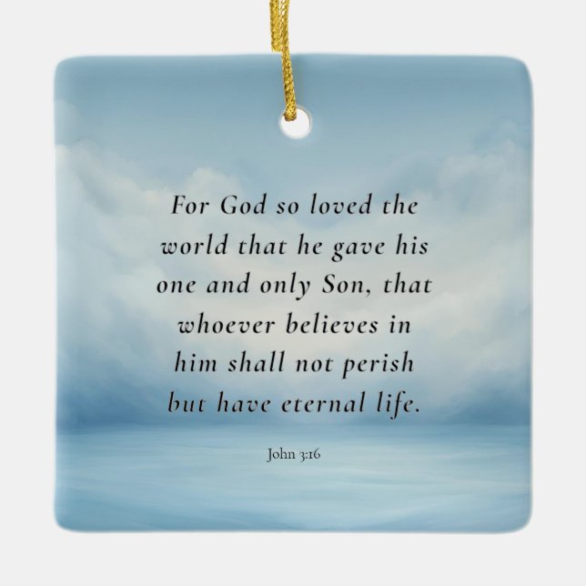 John 3:16 Bible Verse-bild Julgransprydnad Keramik (Framsida)