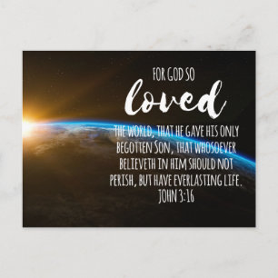 John 3:16 Bible Verse Christian Vykort