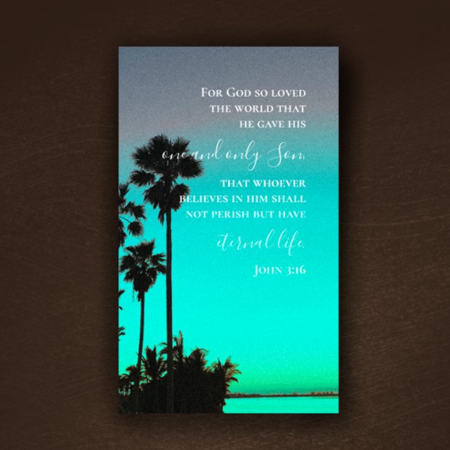 John 3:16 Bible Verse Florida Palms Original Photo Visitkort (Custom modern Sarasota Florida’s sunset Bible scripture card.
)