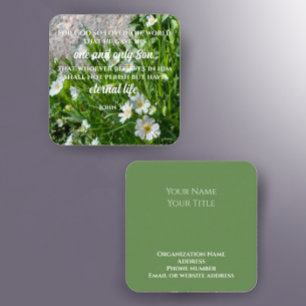 John 3:16 Bible Verse Flower Photo Anpassningsba Fyrkantigt Visitkort