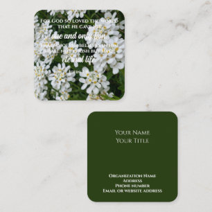 John 3:16 Bible Verse Flower Photo Anpassningsba Fyrkantigt Visitkort
