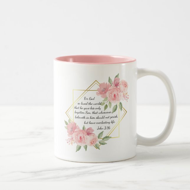 John 3:16 Bible Verse inspirational Två-Tonad Mugg (Höger)