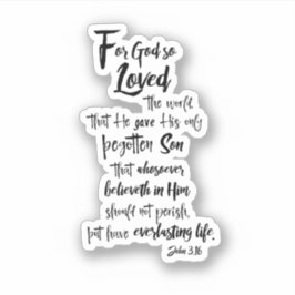 John 3.16 Bible Verse Klistermärken