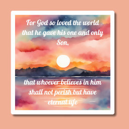 John 3:16 Bible Verse Sunset Watersecure Klistermärken